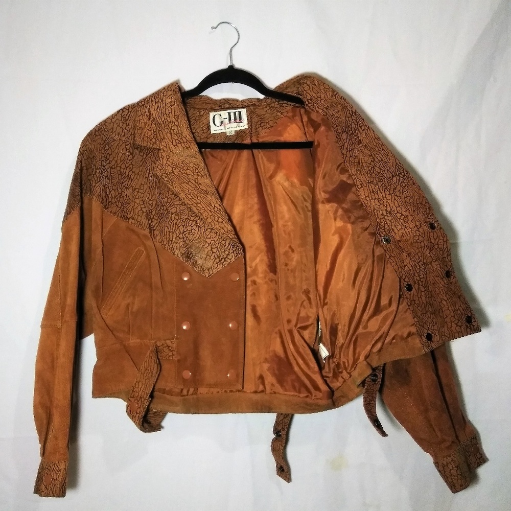 100% Leather Lined Brown Snap Jacket Size M Vtg - Picture 1 of 8